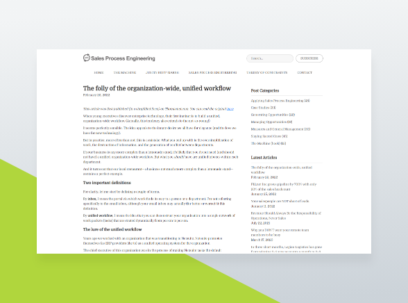 Sales Process Engineering articles